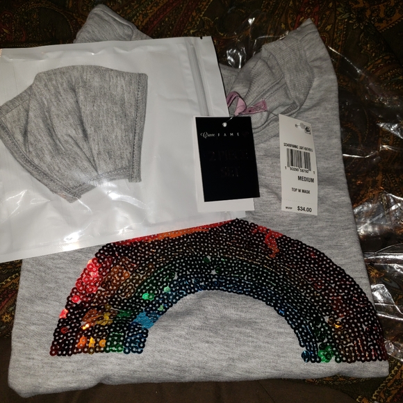 Crave Fame Sweatshirt with Sequined Rainbow (NWT) - Picture 2 of 5